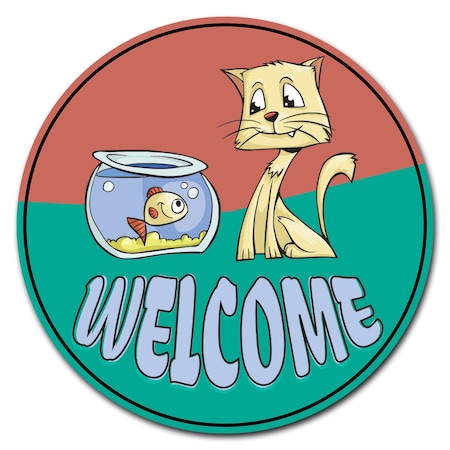 Signmission Welcome 2 Circle Rigid Plastic Sign P-8-CIR-Welcome cat